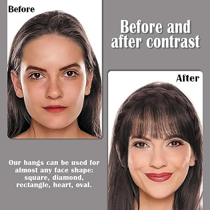 Goodern Front Bangs Fringe Extensions Headband - Fashion Women Braided Hoop Natural Synthetic Wig Bang Hairpieces Daily Wear Fake Forehead Hair Headband for Women Girls - Black - Image 4